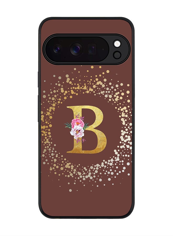 For Google Pixel 10 Pro XL Case,Slim fit Camera Protection, Shockproof Thin Phone cover  - Custom Monogram Floral - B  (Brown )
